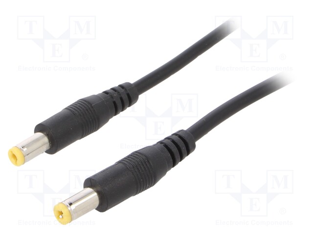 Cable; both sides,DC 5,5/2,1 plug; straight; 0.35mm2; black; 1m