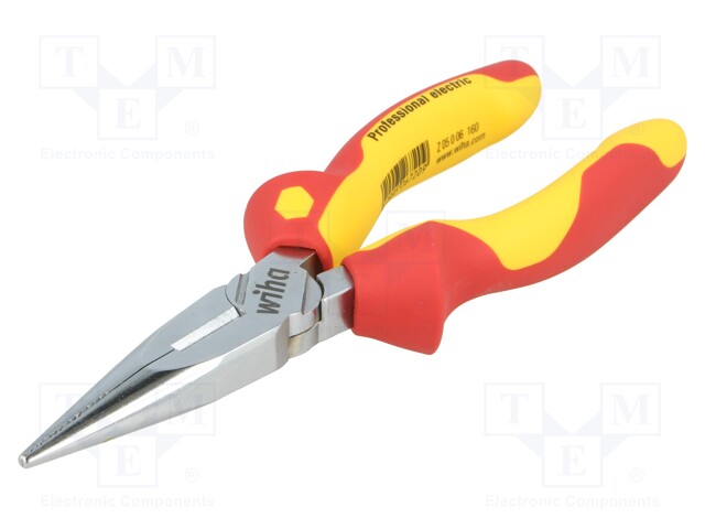 Pliers; insulated,half-rounded nose; steel; 160mm; 1kVAC