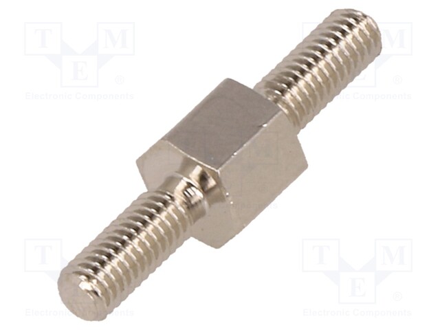 Screwed spacer sleeve; 5mm; Ext.thread: M3; hexagonal; brass