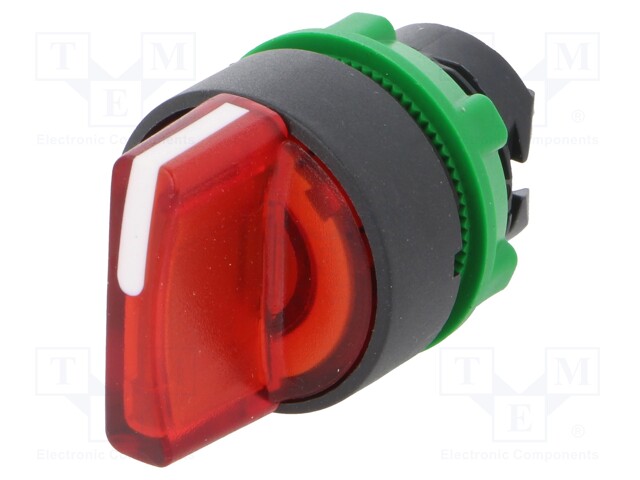 Switch: rotary; Stabl.pos: 3; 22mm; red; Illumin: LED; IP66; Pos: 3