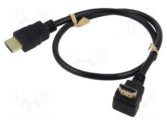 Cable; HDCP 2.2,HDMI 2.0; HDMI plug,HDMI plug 90°; PVC; 0.5m