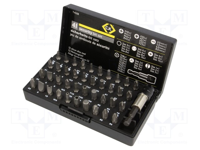 Screwdriver bits; Pcs: 41; Package: plastic box; 25mm