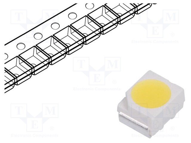 LED; SMD; 3528,PLCC2; white cold; 1800÷3550mcd; 4500-8000K; 120°