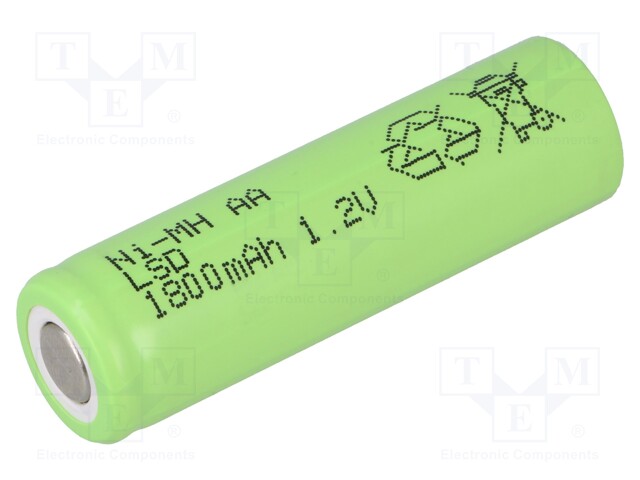 Re-battery: Ni-MH; AA; 1.2V; 1800mAh; Ø14.2x49mm; Features: low +