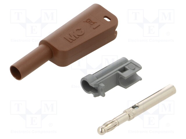 4mm banana; 19A; 1kV; brown; insulated,with 4mm axial socket