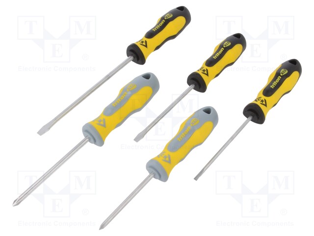 Screwdrivers; Pcs: 5; Bit: Phillips,slot