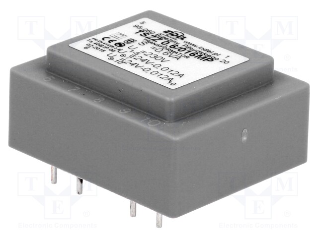 Transformer: encapsulated; 0.6VA; 230VAC; 24V; 24V; 0.012A; 0.012A