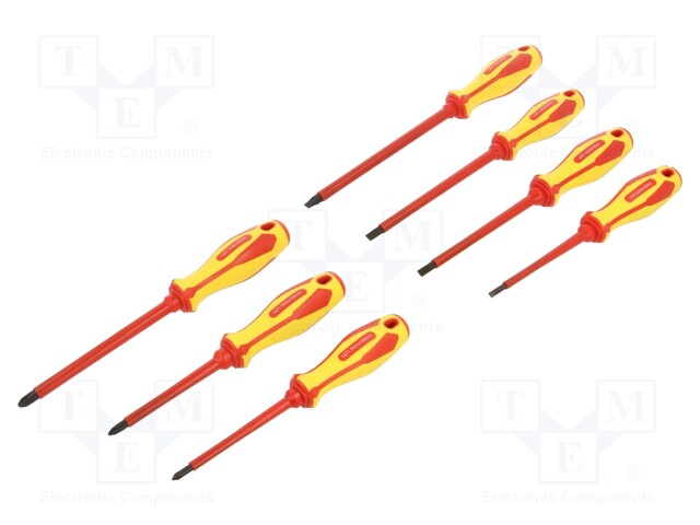 Kit: screwdrivers; Pcs: 7; insulated; Phillips,slot