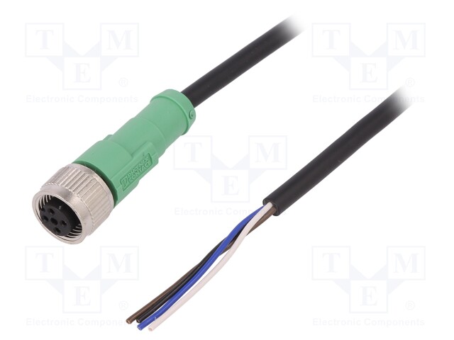 Connection lead; M12; PIN: 4; straight; 10m; plug; 250VAC; 4A; 250VDC