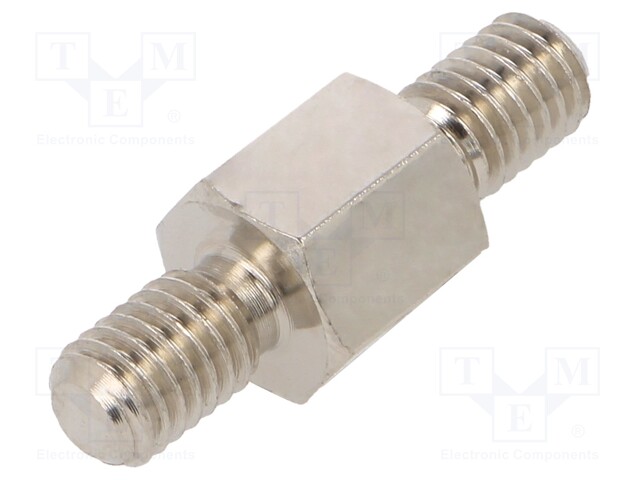 Screwed spacer sleeve; 8mm; Ext.thread: M5; hexagonal; brass