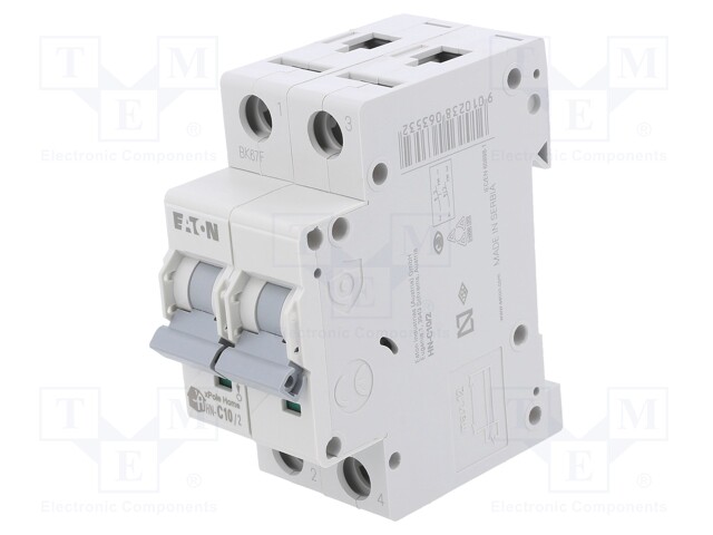 Circuit breaker; 230/400VAC; Inom: 10A; Poles: 2; DIN; Charact: C