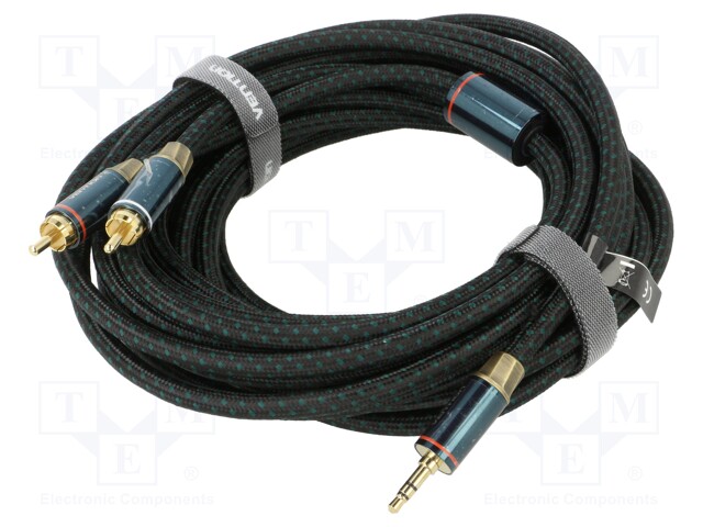 Cable; Jack 3.5mm plug,RCA plug x2; 8m; Plating: gold-plated