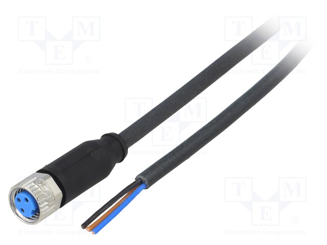 Connection lead; M8; PIN: 3; straight; 2m; plug; 60VAC; 4A; -40÷80°C