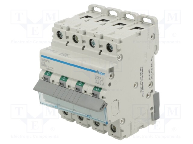 Circuit breaker; 230/400VAC; Inom: 16A; Poles: 4; DIN; Charact: D