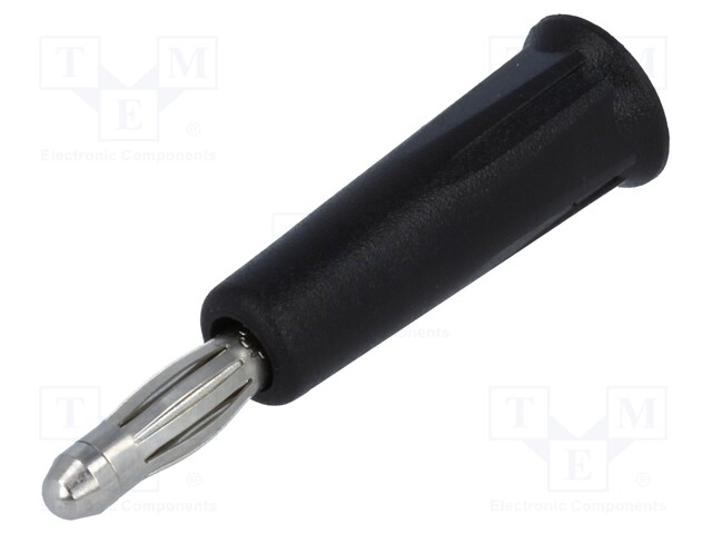 Plug; 4mm banana; 24A; 30VAC; 60VDC; black; non-insulated; on cable