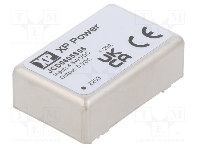 Isolated Board Mount DC/DC Converter, 2:1 Input, ITE, 1 Output, 6 W, 5 V, 1.2 A