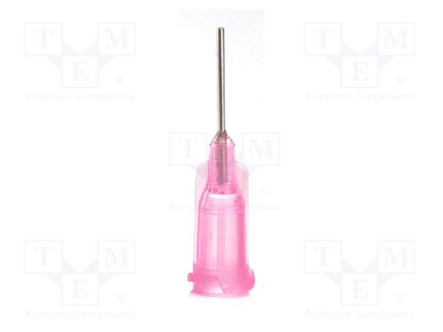 Dispensing Tip, Needle, Stainless Steel, TE Series, Pink, 0.25 ", 50 Pack