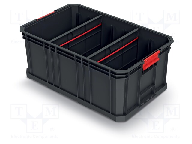 Container: cuvette; with partitions; black; 520x329x210mm; 50kg