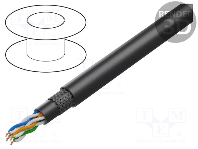 Wire: data transmission; BiTsound®; 4x2x26AWG; stranded; Cu; black