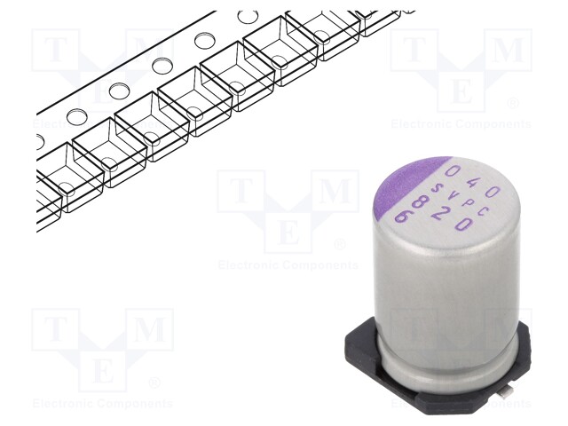 Polymer Aluminium Electrolytic Capacitor, 820 µF, 6.3 V, Radial Can - SMD, OS-CON SVPC Series