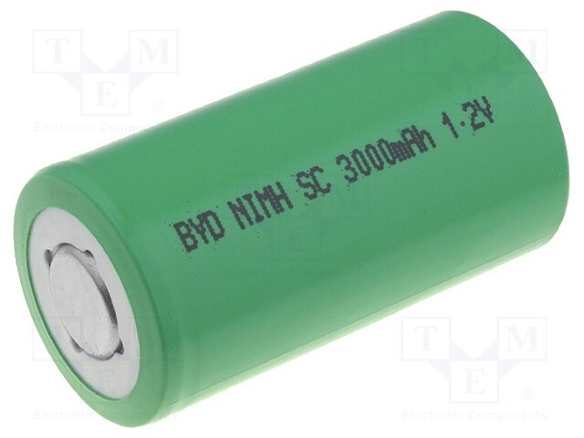Re-battery: Ni-MH; SubC; 1.2V; 3000mAh; Ø23x44mm