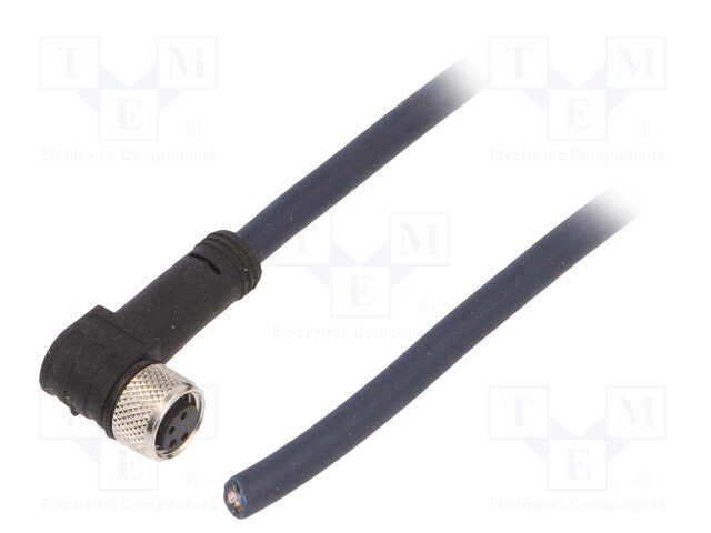 Connection lead; M8; PIN: 4; angled; 5m; plug; 30VAC; 4A; -35÷105°C