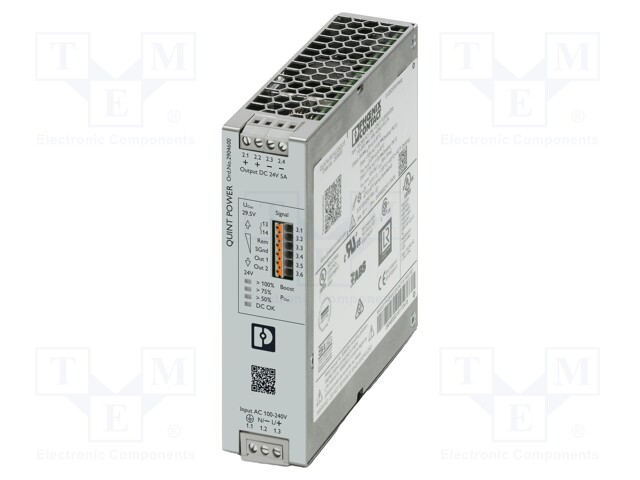 Power supply: switched-mode; 120W; 24÷29.5VDC; 24VDC; 5A; IP20