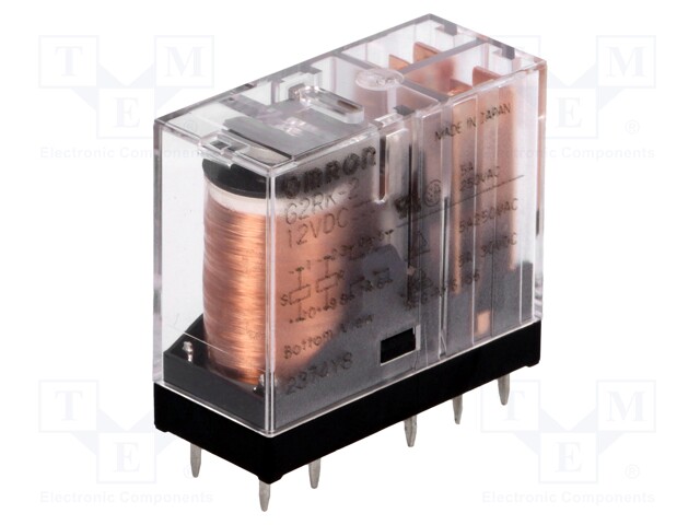 Relay: electromagnetic; DPDT; Ucoil: 12VDC; 3A/250VAC; 3A/30VDC