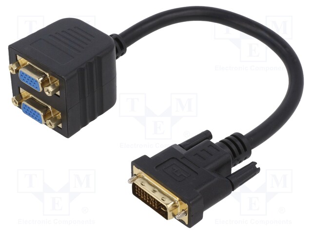 Adapter; D-Sub 15pin HD socket x2,DVI-I (24+5) plug; 0.3m