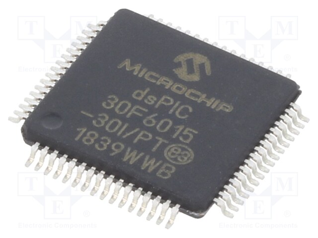 DsPIC microcontroller; SRAM: 8.192kB; Memory: 144kB; TQFP64; 0.5mm