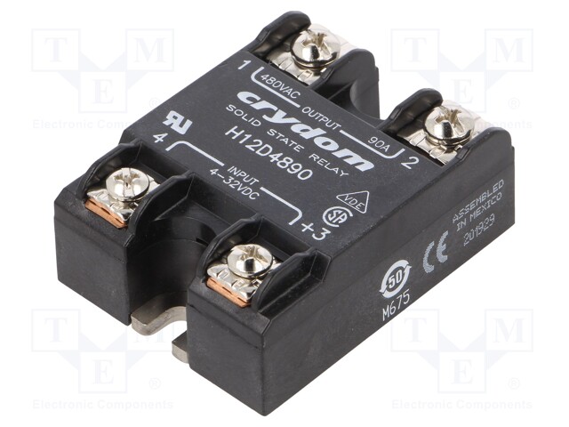 Relay: solid state; Ucntrl: 4÷32VDC; 90A; 48÷530VAC; -40÷80°C; IP00