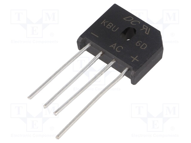 Single-phase bridge rectifier; Urmax: 200V; If: 6A; Ifsm: 175A; KBU