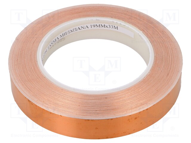 Tape: electrically conductive; W: 19mm; L: 33m; D: 0.066mm; copper