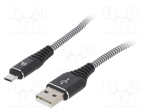 Cable; USB 2.0; USB A plug,USB B micro plug; gold-plated; 2m