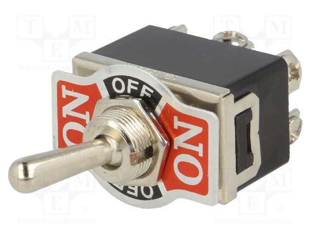 Switch: toggle; Pos: 3; DP3T; ON-OFF-ON; 10A/250VAC; -25÷85°C; 50mΩ