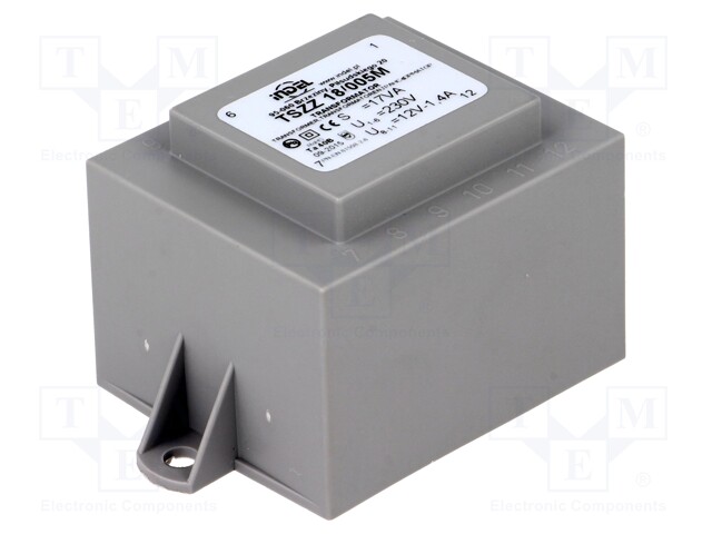 Transformer: encapsulated; 18VA; 230VAC; 12V; 1.5A; Mounting: PCB