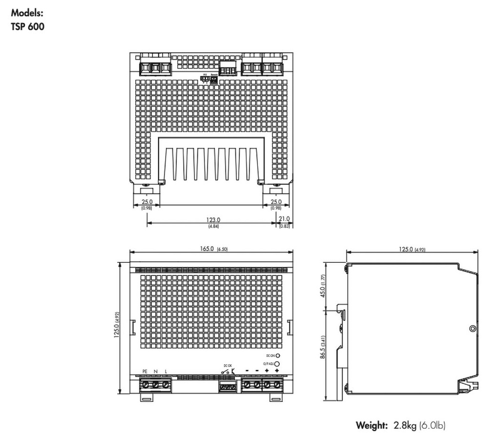 Power supply: switched-mode; 600W; 48VDC; 48÷56VDC; 12.5A; OUT: 1