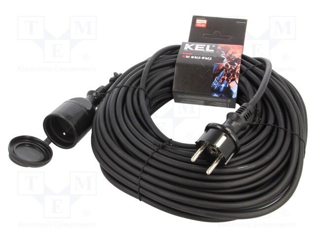 Extension lead; Sockets: 1; rubber; black; 30m; 10A; PROFESSIONAL