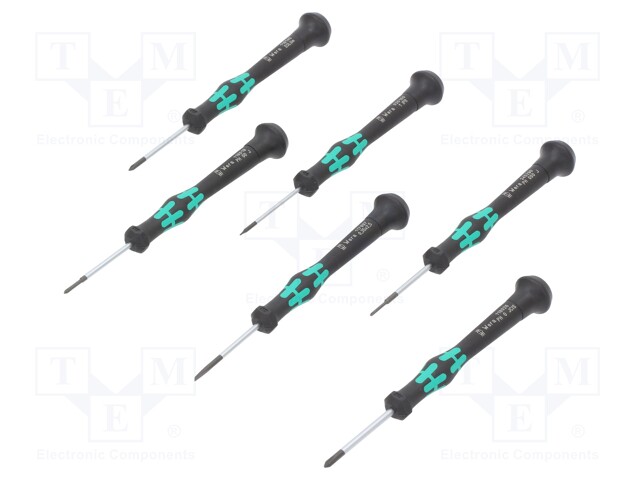 Screwdrivers; Pcs: 6; precision; Package: case; Equipment: stand