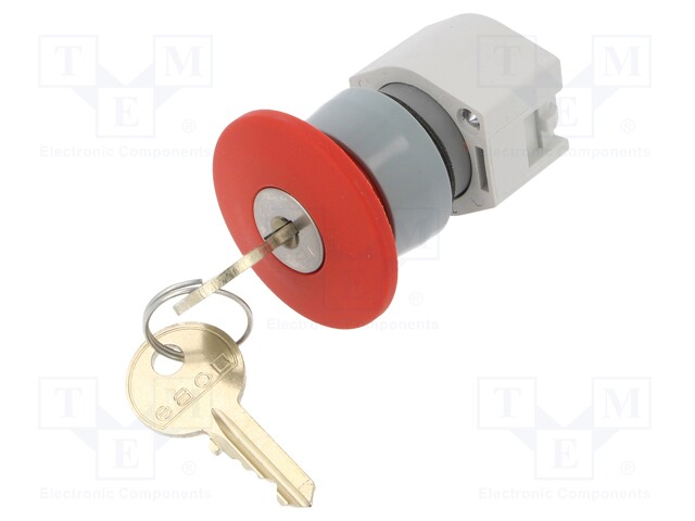 Switch: emergency stop with key; Stabl.pos: 2; 22mm; red; IP65