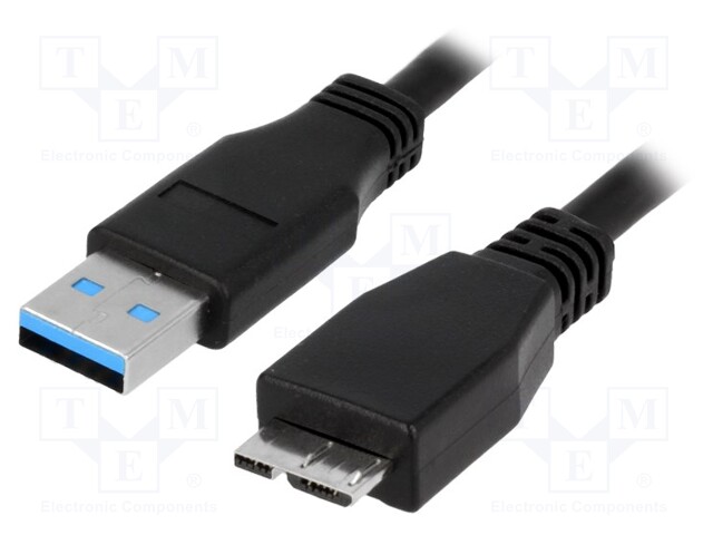 Cable; USB 3.0; USB A plug,USB B micro plug; nickel plated; 1m