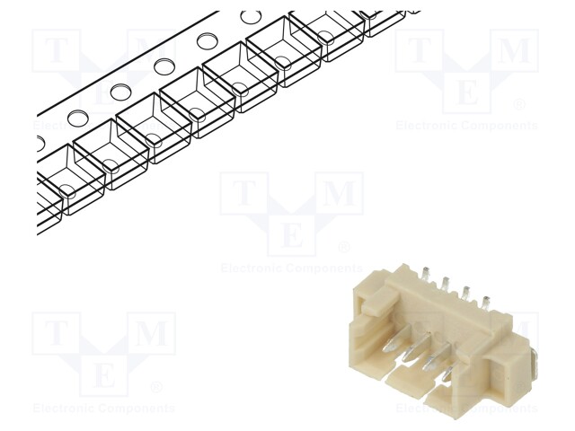 Socket; wire-board; male; 1.25mm; PIN: 4; SMT; 250V; 1A; tinned