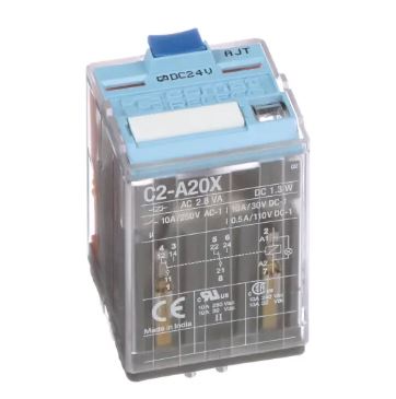 C2-A20X24D General Purpose Relay, C2 Series, Power, DPDT, 24 VDC, 10 A