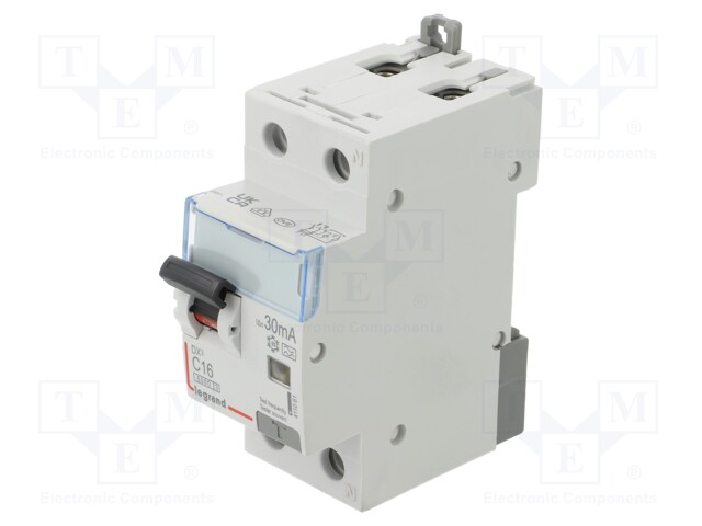 RCBO breaker; Inom: 16A; Ires: 30mA; Max surge current: 250A; 400V