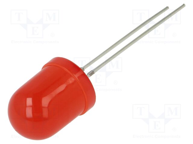 LED; 10mm; red; 3000mcd; 30°; Front: convex; 5÷20VDC; No.of term: 2