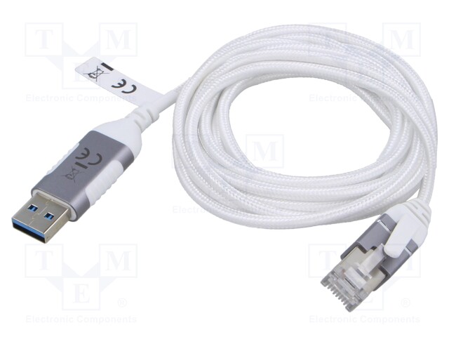 Cable; slim,USB 3.0; RJ45 plug,USB A plug; nickel plated; 2m