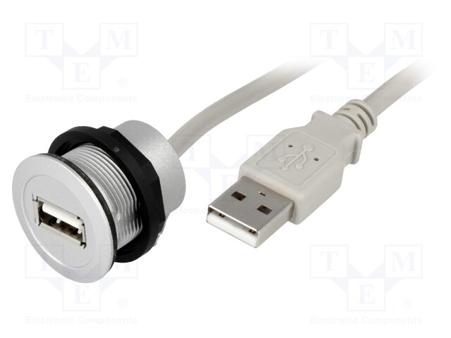 USB socket; 22mm; har-port; -25÷70°C; Ø22.3mm; IP20; Colour: silver