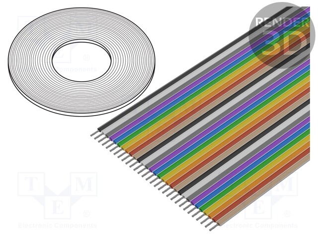 Wire: ribbon; 1.27mm; stranded; Cu; 30x28AWG; unshielded; PVC; 300V