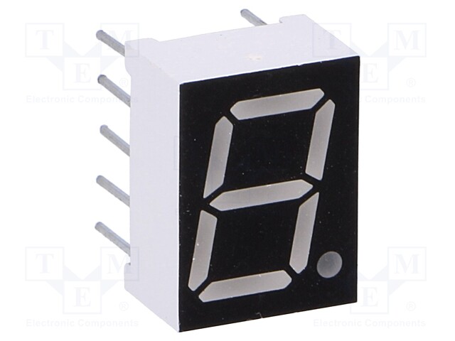 Display: LED; 7-segment; 10.16mm; amber; 40mcd; anode; No.char: 1