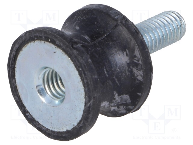 Vibration damper; M6; Ø: 20mm; rubber; L: 15mm; Thread len: 18mm